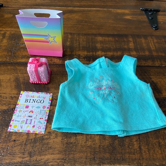 American Girl Doll Turquoise Top with Birthday Accessories for 18” Doll - Picture 1 of 10